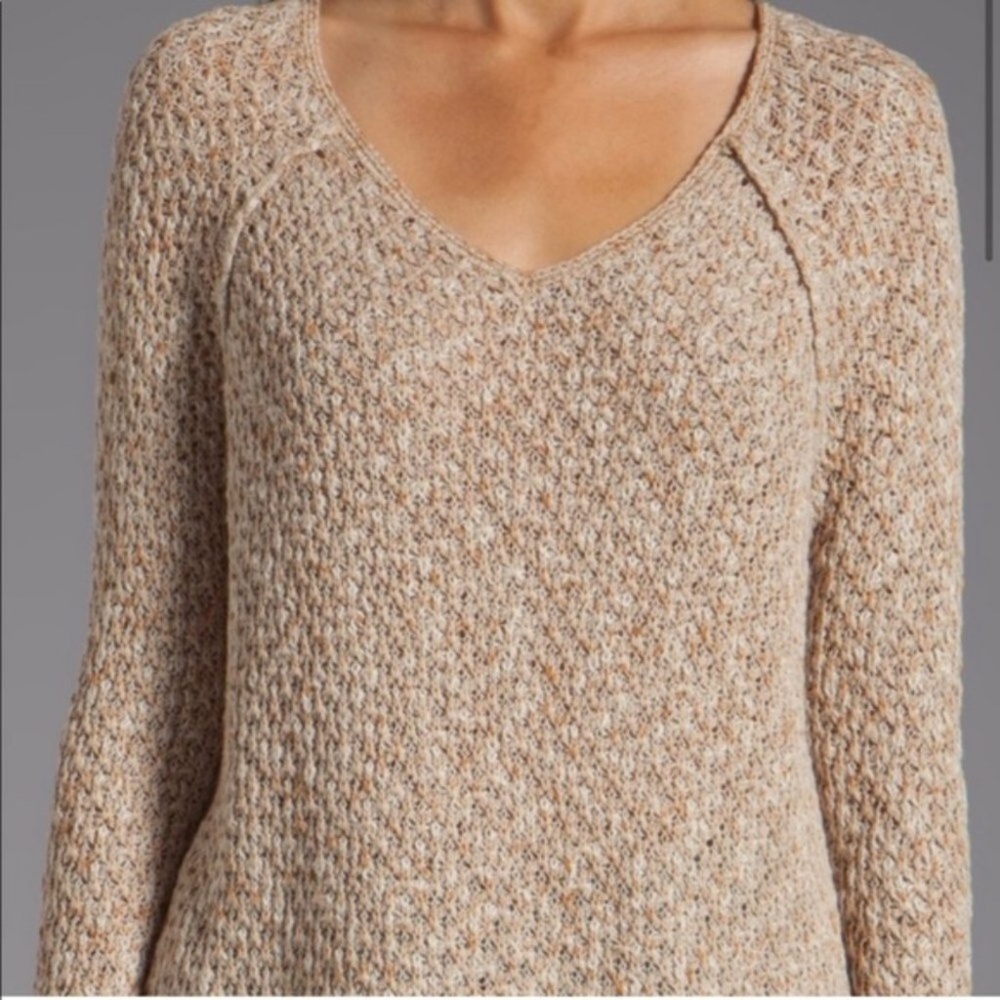 Free People Poppyseed Yarn Pullover Sweater in Oatmeal Amber Combo M - Picture 3 of 7